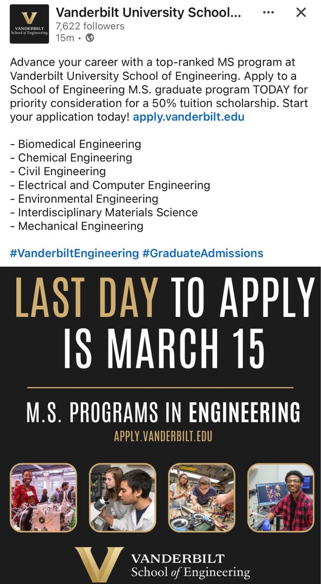 naturepath333's tweet photo. No application fee for M.S. programs at Vanderbilt University School of Engineering https://t.co/uF7zE3IY9F