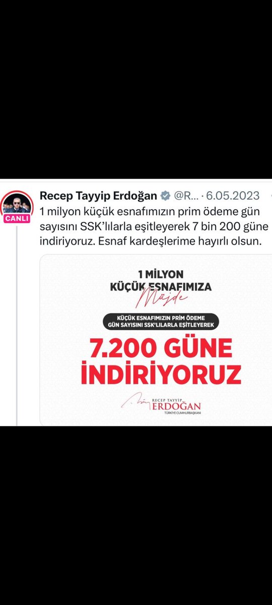 Tesk Başkanı Sayın <a href="/B_Palandoken/">Bendevi Palandöken</a> müjdeyi veriyorum 
2026 Mayıs ayı Bağkur Prim Eşitliği yasalaşır
Çalışma ve Sosyal Güvenlik Bakanı Sayın <a href="/isikhanvedat/">Prof. Dr. Vedat Işıkhan</a> müjdeyi veriyorum 2026 yılı 2. Çeyrek bitmeden Bağkur sorununu çözeceğiz 

<a href="/RTErdogan/">Recep Tayyip Erdoğan</a> 
<a href="/iletisim/">T.C. İletişim Başkanlığı</a> 

#Bağkur #Prim #İhya #Çiftci