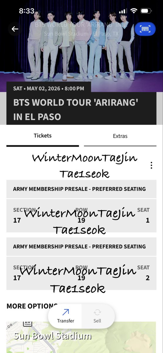WANT TO SELL (WTS)
Number of Tickets: 2
El Paso, TX
Saturday May 2
$570 for BOTH
Willing to FT for transfer
Availability ✅ #wtsbts #BTS #Arirang #btswts