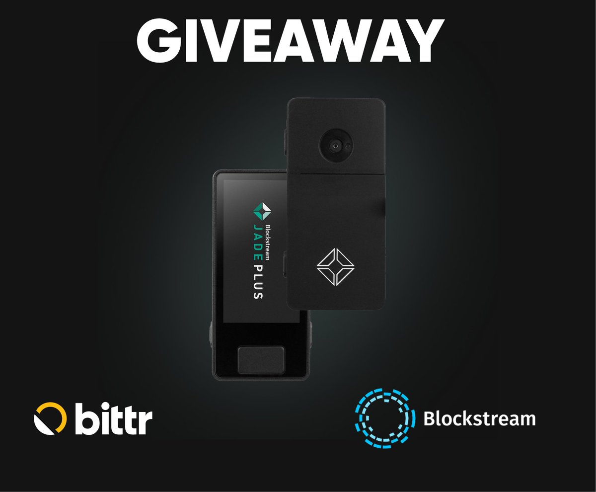 We’re teaming up with <a href="/Blockstream/">Blockstream</a> to celebrate Jade becoming the first hardware wallet to interact with Lightning!⚡

We’re giving away 1x Jade Plus to one of our followers 🎉

• Repost this post
• Follow Bittr

Winner selected at random.

Comment for some extra luck 🍀