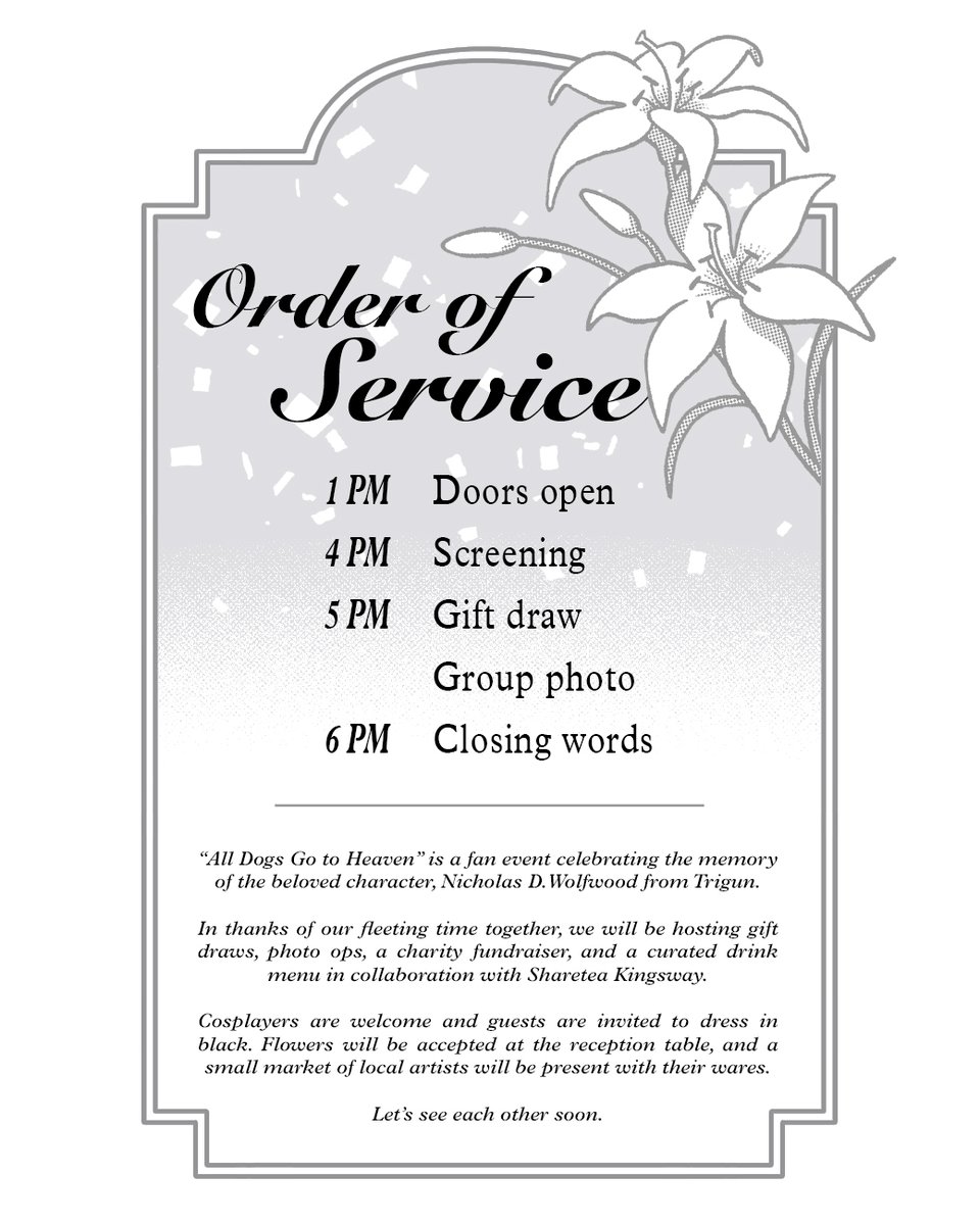 It is with BATED BREATH 🥶😱🙊 that we HOPE FOR 🛐🙏🤞 the JOYFUL CONTINUED LIVING 👼👍 of NICHOLAS D. WOLFWOOD (2023-present...unless?) 🎊 🌈⛪️ Please join us on MARCH 28💌 at SHARETEA KINGSWAY 🛋️🥂🍾 as we HOLD VIGIL 🤲🕯️for wolfwood's ENDURING HEALTH 🍎❤️‍🩹🌱 and WELLNESS 🌞💫✨ 