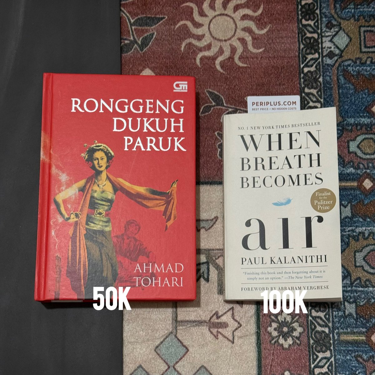 ikeuzs's tweet photo. wts preloved books (like new)

📚 when breath becomes air — 100k
📚 ronggeng dukuh paruk — 50k

📌 all price exc. admin (shopee)
📌 shipping with shopee or paxel 

📍jakarta barat

t. english book https://t.co/sBLcZYdhGa