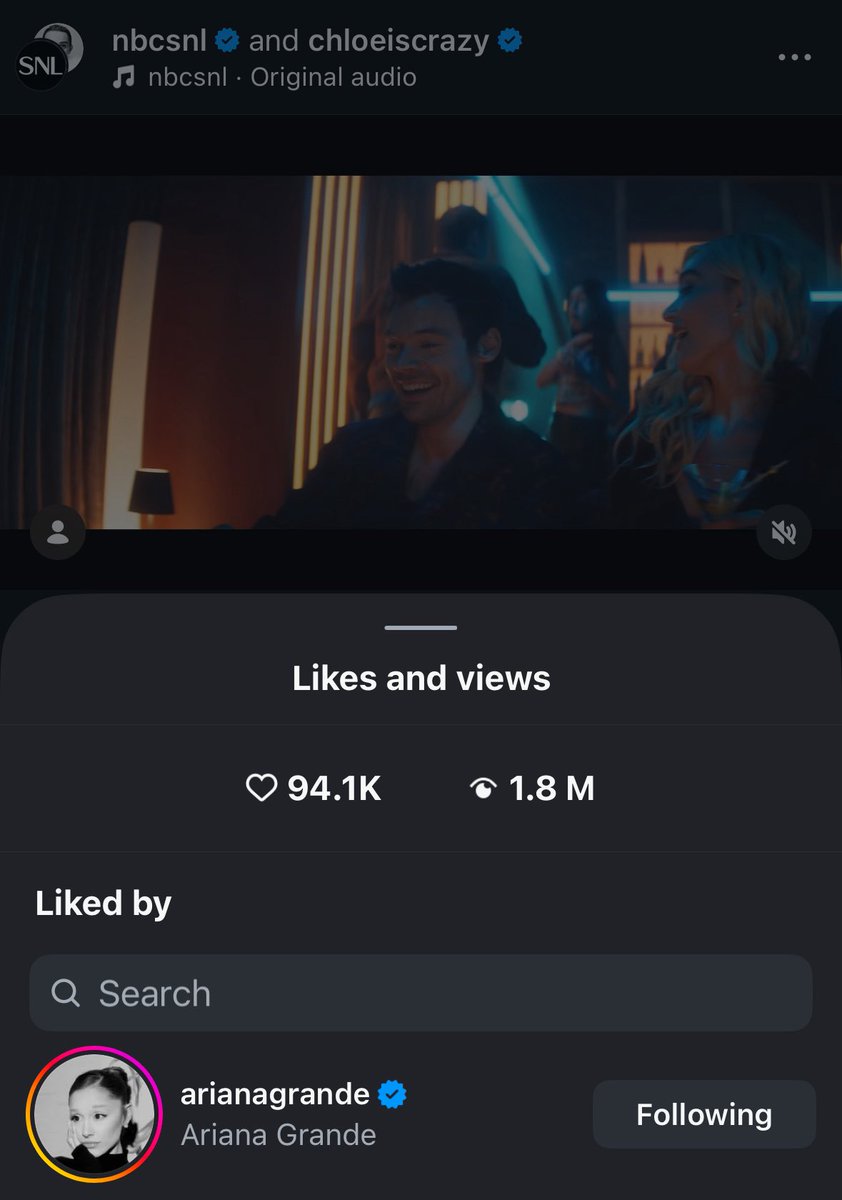 Sabrina Carpenter and Ariana Grande liked SNL’s clips of Harry’s sketches on Instagram!