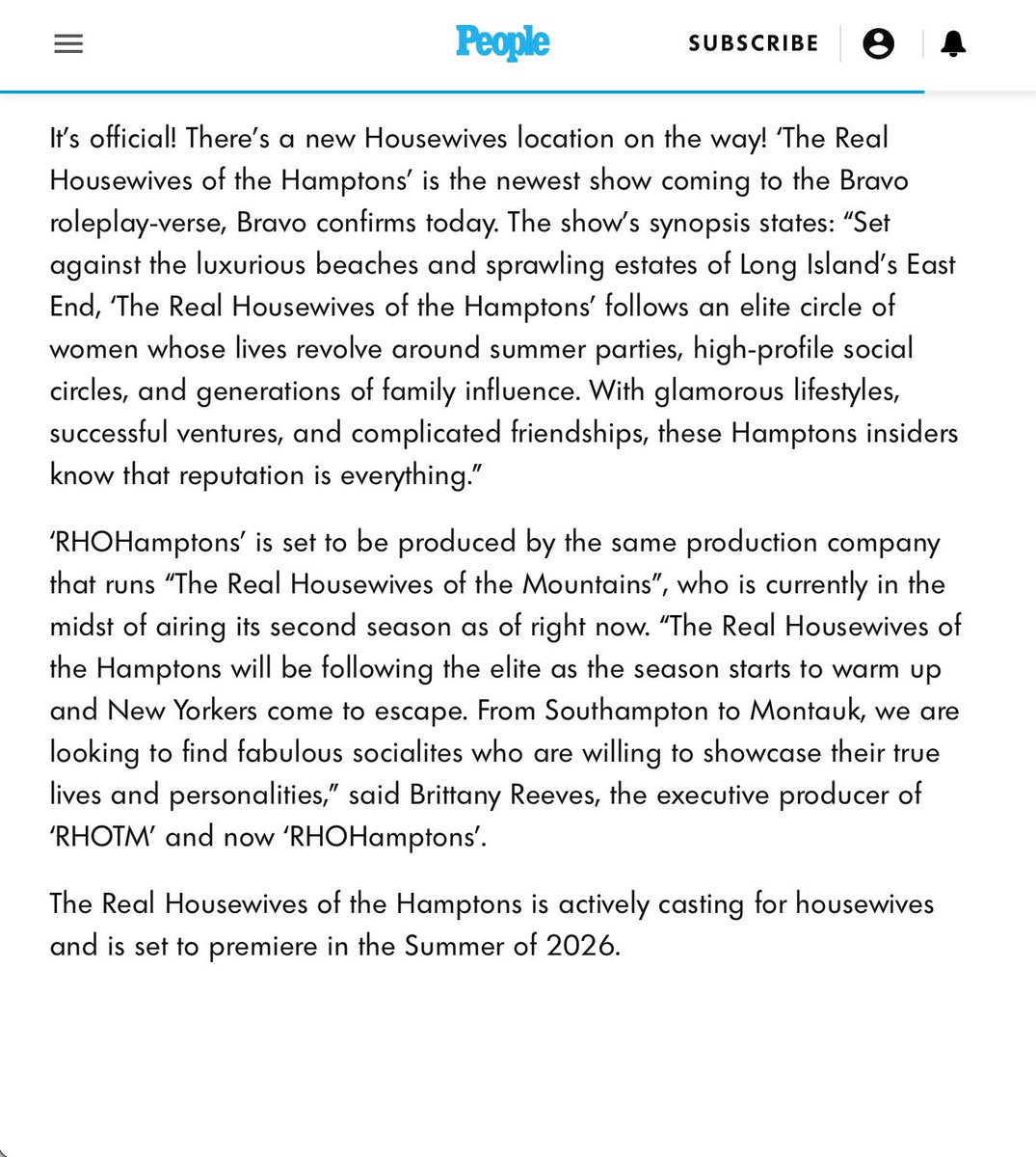 It’s happening in the Hamptons— The Real Housewives of the Hamptons is coming to ROLEPLAY! ☀️

As the season warms up, the rich flock to high-society galas and exclusive gatherings, New Money and Old Money alike. ✨

Follow and DM <a href="/BravoRHOH/">The Real Housewives of the Hamptons</a> for more info on casting. #RHOHamptons