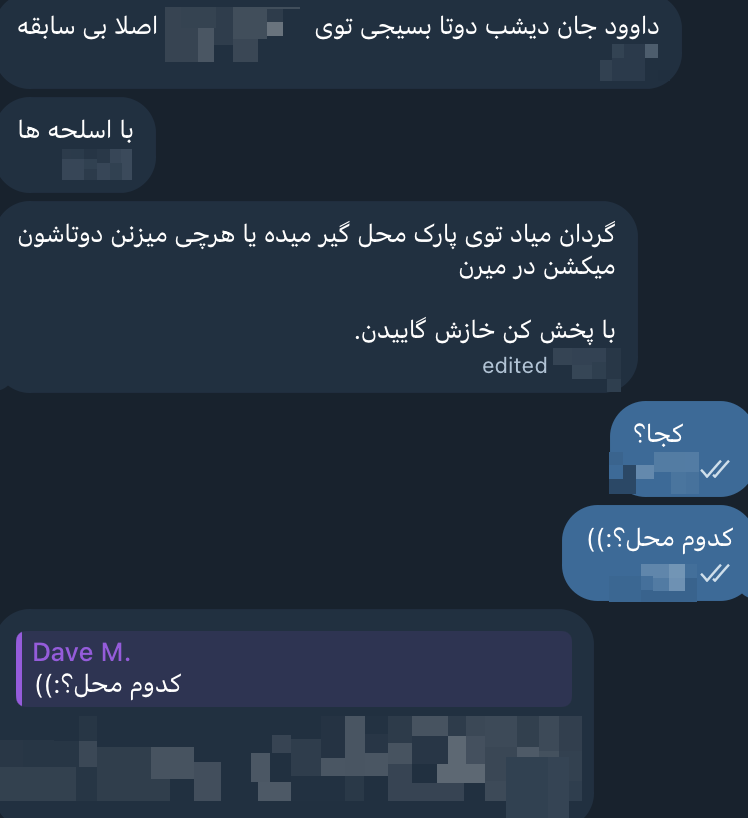 hey_itsmyturn's tweet photo. Well, eyewitness tells me 2 Basij forces were shotgunned in Isfahan last night, not through a UAV strike, but:
Bunch of them entered a park, started inspecting people, and well, someone was not happy, shot them dead and fled.
Isfahan Province, #Iran https://t.co/YnEeKX7xlO