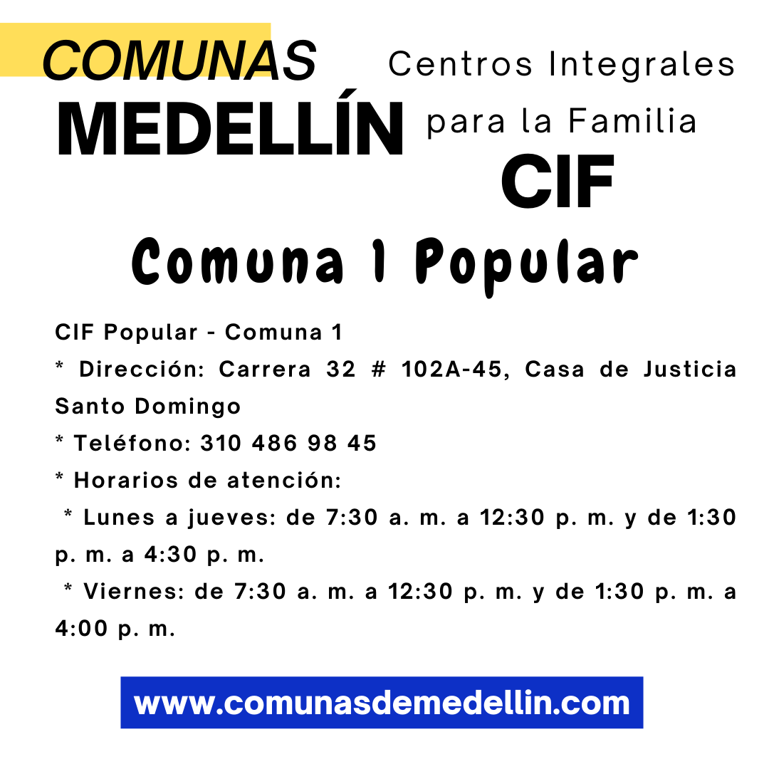 ComunasMed's tweet image. CIF Popular – Comuna 1
Centros Integrales de Familia CIF

#Comuna1 - #Popular*
¡Familias de Popular! 💙 En el CIF de nuestra comuna te esperan con brazos abiertos. Espacios gratuitos de acompañamiento psicosocial individual, familiar y grupal para fortalecer tus lazos y mejorar