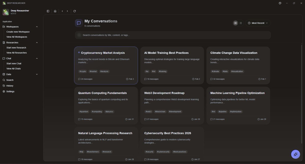 _pixelThreader's tweet photo. Creating the chat page in Deep Researcher v2 desktop.
Wondering which layout looks better: Grid or List?
Any ideas are welcome, I'll make it the default!
I have some good designs in mind, but right now I'm focused on backend development 😅.
#AI #desktopapp #buildinpublic https://t.co/MjTsB0mNHi