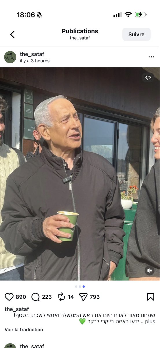 KillTheFiat's tweet photo. Les publications du café où se trouvait @netanyahu à Jérusalem. Il semblerait bien vivant. On peut y apercevoir de nombreux agents de sécurités près de lui pour le tournage…. https://t.co/f2mEFq2Sel