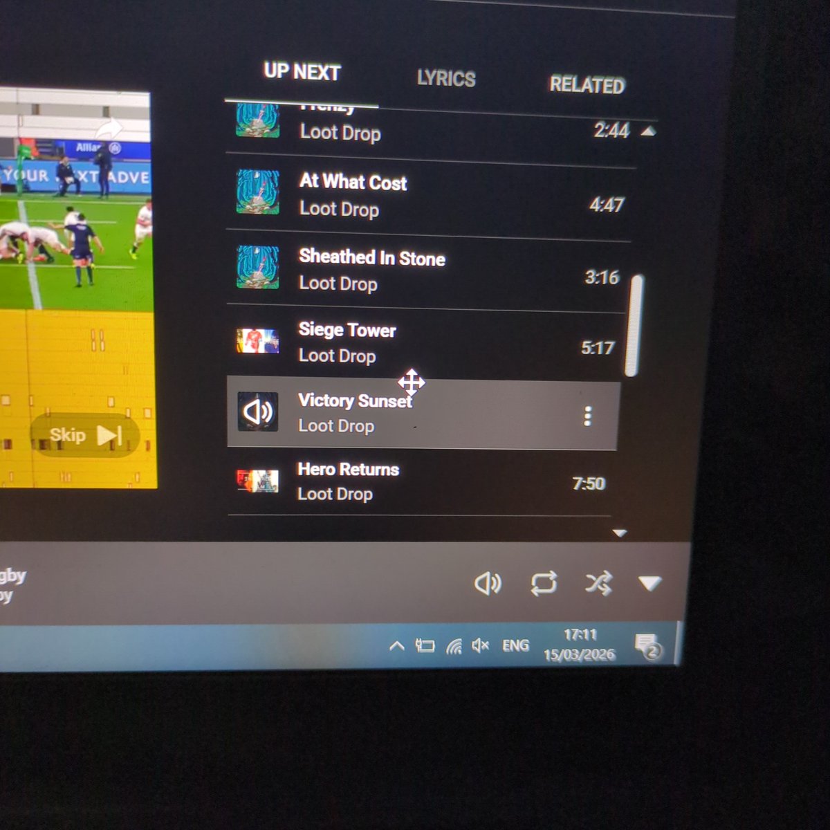 kitvarney's tweet photo. @TeamYouTube Having the same issue in browser and in the app. It is no longer in the album. Should be between Siege Tower and Victory Sunset https://t.co/rH5jFhjd9V