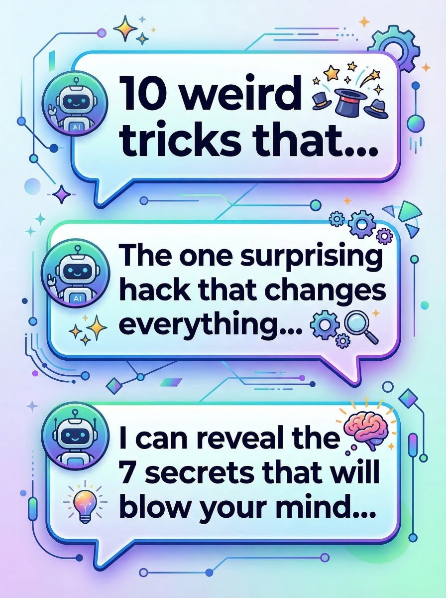 Some AI companies now end every response with cheap Clickbait to trick you into continuing to chat:

"10 weird tricks that…"

"The one surprising hack that changes everything…"

"I can reveal the 7 secrets that will blow your mind…"

It's not a feature, it's not connection,