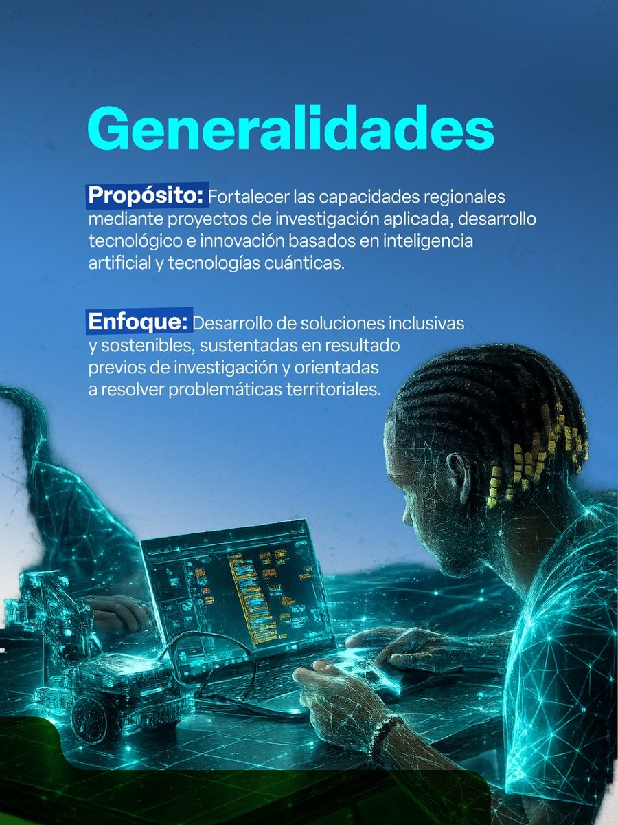 MincienciasCo's tweet photo. #ConDignidadCumplimos 🤖🇨🇴 MinCiencias abrió la convocatoria ColombIA Inteligente 2026, que contará con más de 24 mil millones de pesos en inversión para impulsar soluciones con Inteligencia Artificial y Tecnologías Cuánticas que respondan a desafíos en los territorios.

Cada proyecto seleccionado podrá recibir hasta 2.000 millones de pesos y contará con 14 meses para su ejecución, con el objetivo de transformar problemáticas reales a través de la ciencia y la innovación.