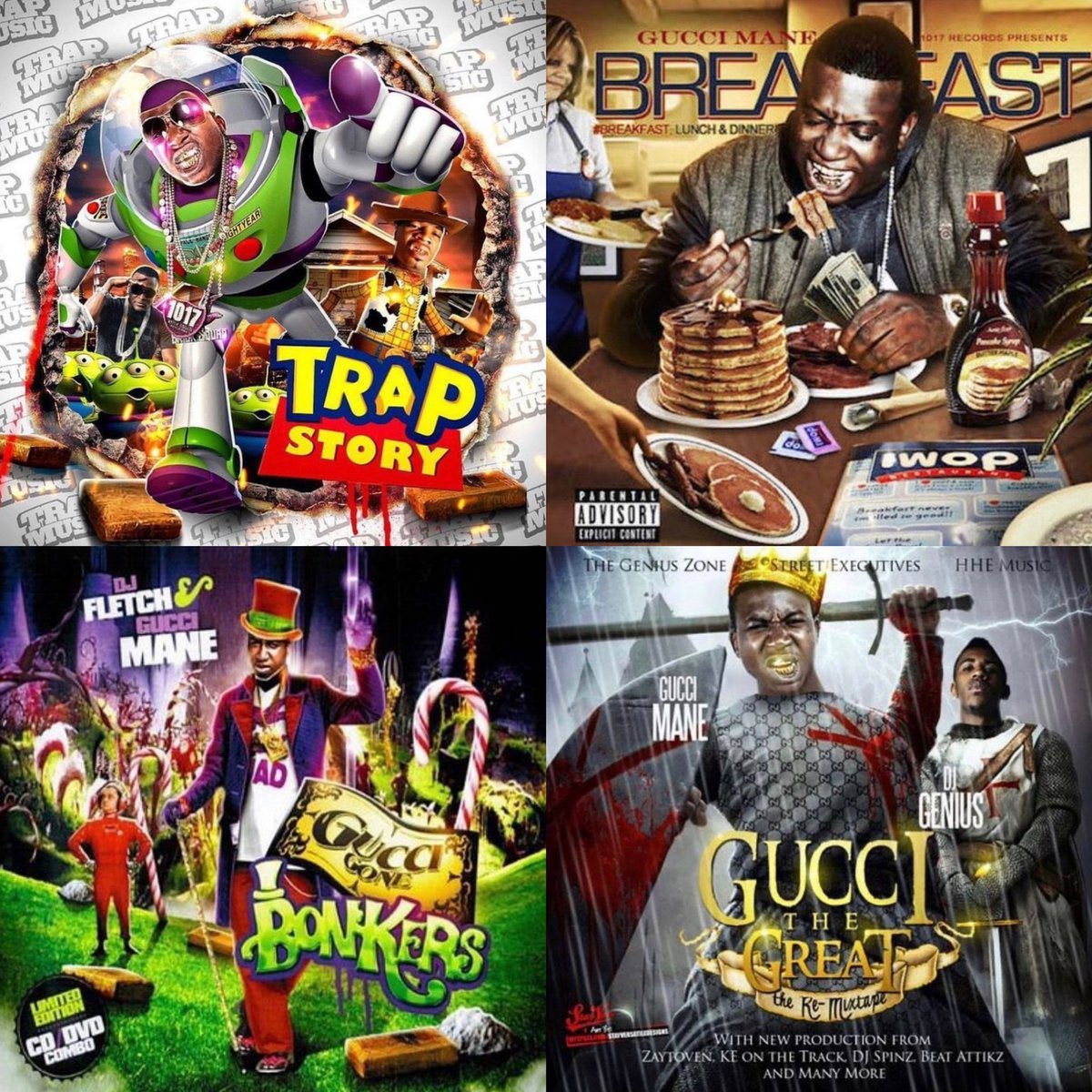 bro gucci mane album covers are so fuckin stupid ts actually be frying me man 😭😭😭😭