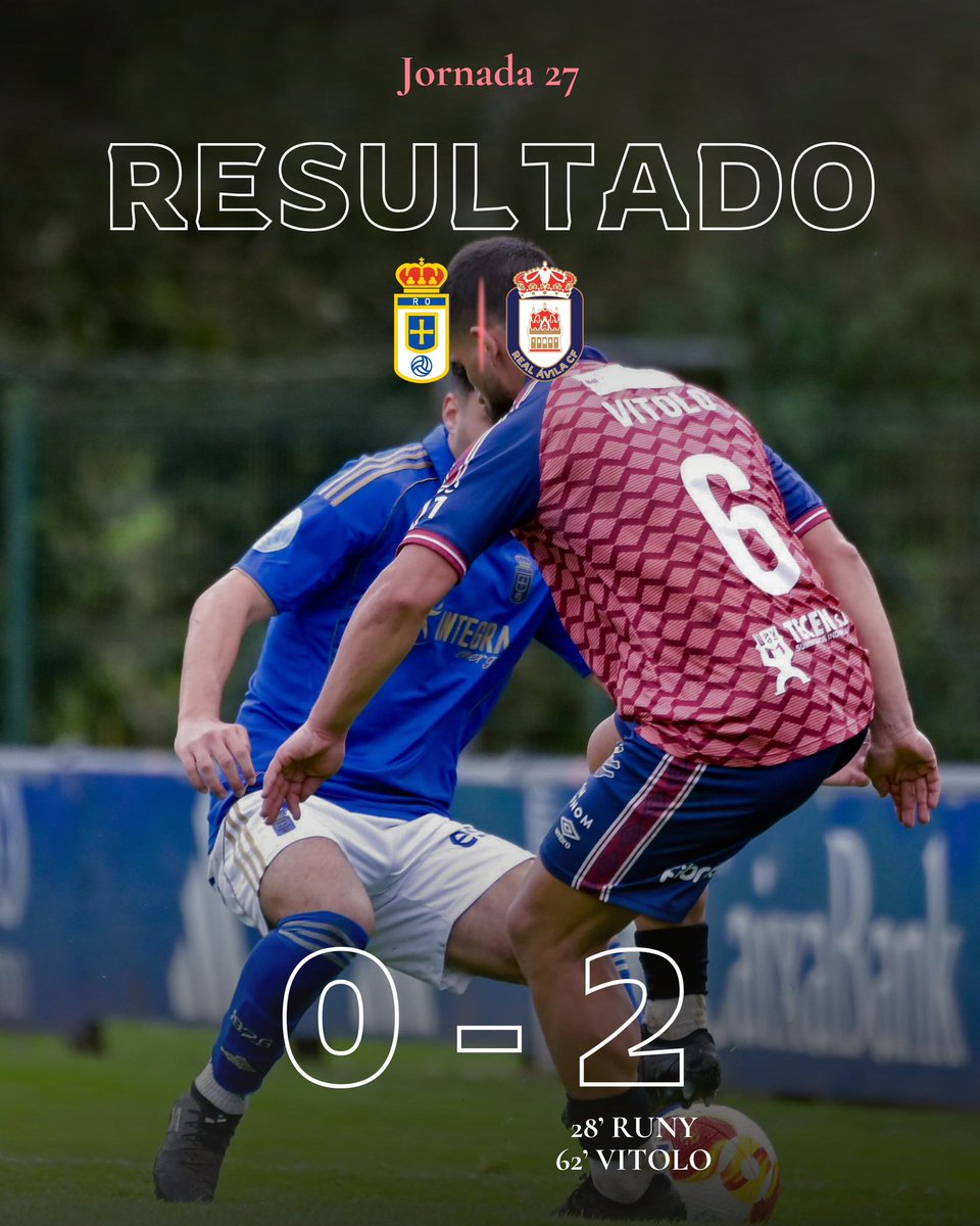 RealAvilaCF's tweet photo. 🔴 FIN DEL PARTIDO | J27 🔴

Real Oviedo Vetusta 0-2 Real Ávila CF

¡VAMOSSSS! ❤️⚔️💙 https://t.co/3tkZSqIynn