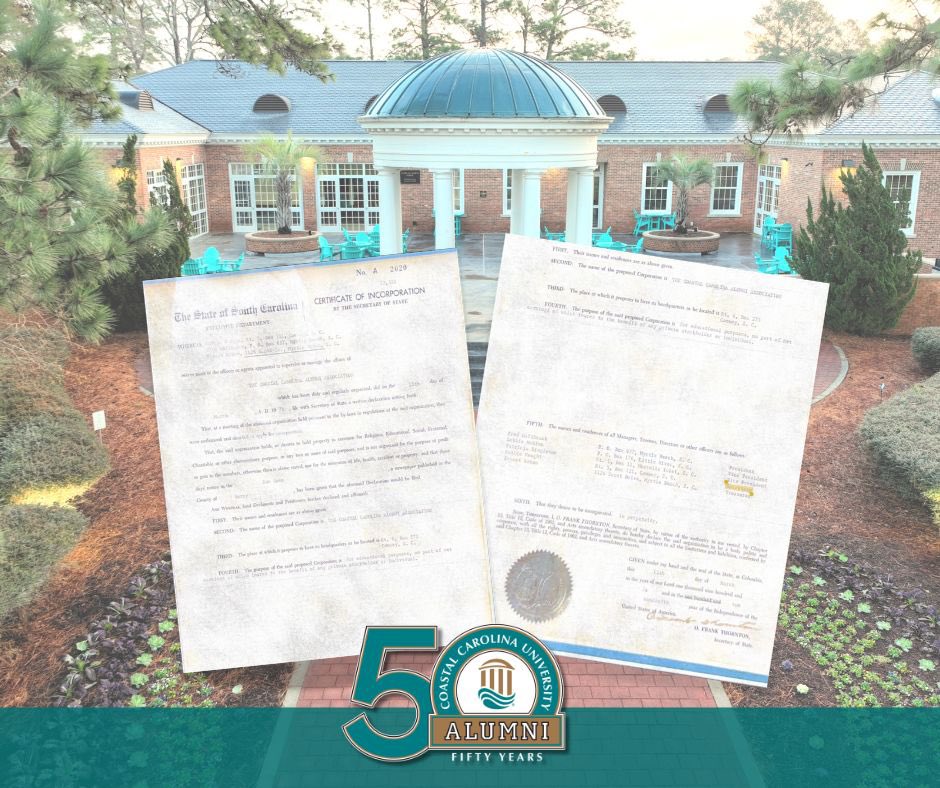 Fifty years ago today (March 15, 1976), the CCU Alumni Association was officially established. The original proclamation signed that day marks the beginning of a tradition of bringing Chanticleers together. Chants Up!