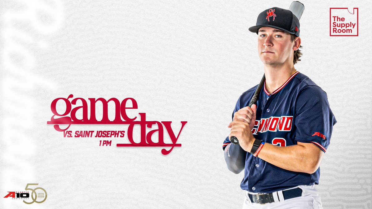 It's 🕷⚾️ #A10Base Game Day!

🆚 Saint Joseph's
🏟 Pitt Field
⏰ 1 PM
💻 ESPN+ spides.us/40wIyYQ
📊 spides.us/4bgarsM
#OneRichmond <a href="/SpiderAthletics/">Richmond Athletics</a>