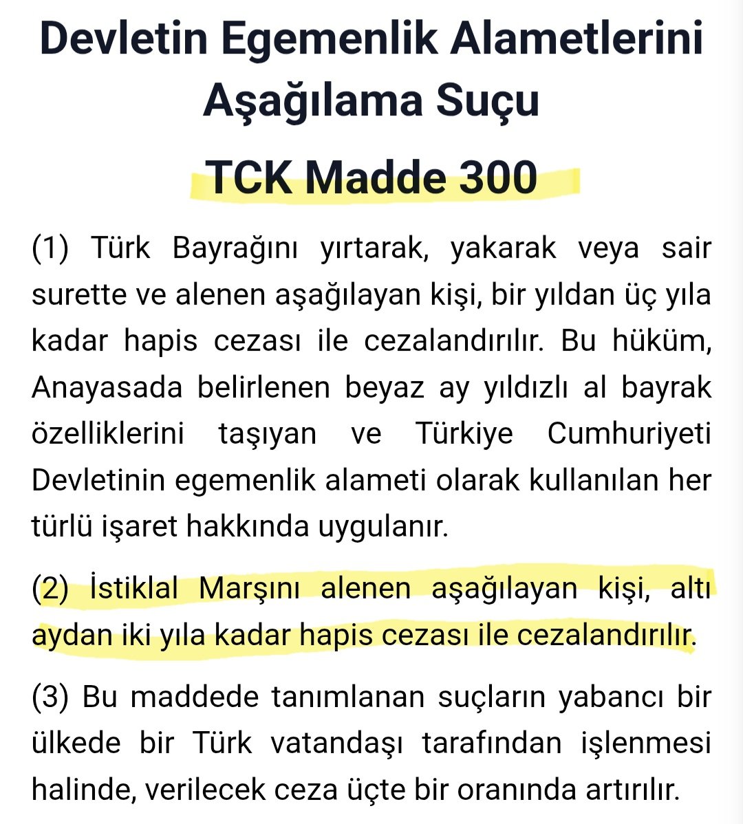 esracakirgs's tweet photo. @uluser @AdamdumDuman TCK madde: 300 1 yıldan 3 yıla kadar cezası var.

Devletin Egemenliğini aşalama suçudur.!

@eczozgurozel
@Suat_Ozcagdas 
Suç duyurusunda bulunun o gün geldiğinde hepsi hesap verecek. https://t.co/VyQyo3uiQh