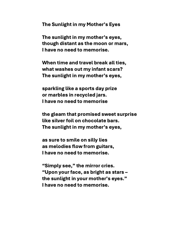 positivityarts's tweet photo. A villanelle, for Mother's Day. The Sunlight in my Mother's Eyes #WhiteFeatherPoetry Come, share yours, on Tues, Artillery Arms etc 💜 https://t.co/rJwK3ee8Rq