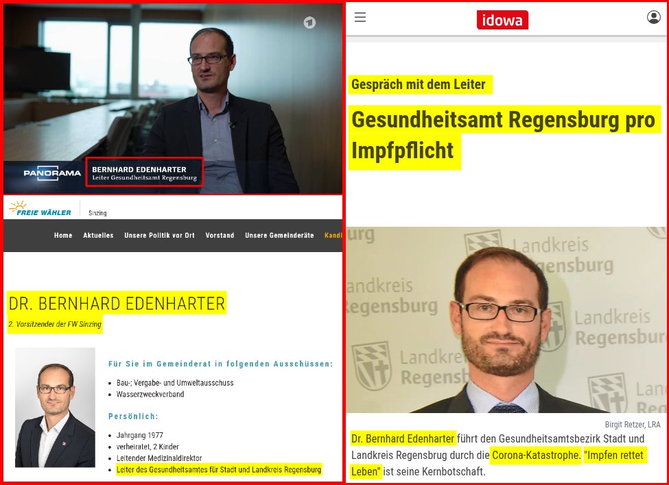 FrankenDemo's tweet image. Der vom #NDR für den Beitrag "Masern: Wie #Impfgegner die Impfpflicht sabotieren" interviewte Leiter eines Gesundheitsamtes ist zufällig 2. Vorsitzender der Freien Wähler Sinzing.

Während Corona war sein Gesundheitsamt pro #Impfpflicht.
Seine Botschaft war: "Impfen retten Leben"