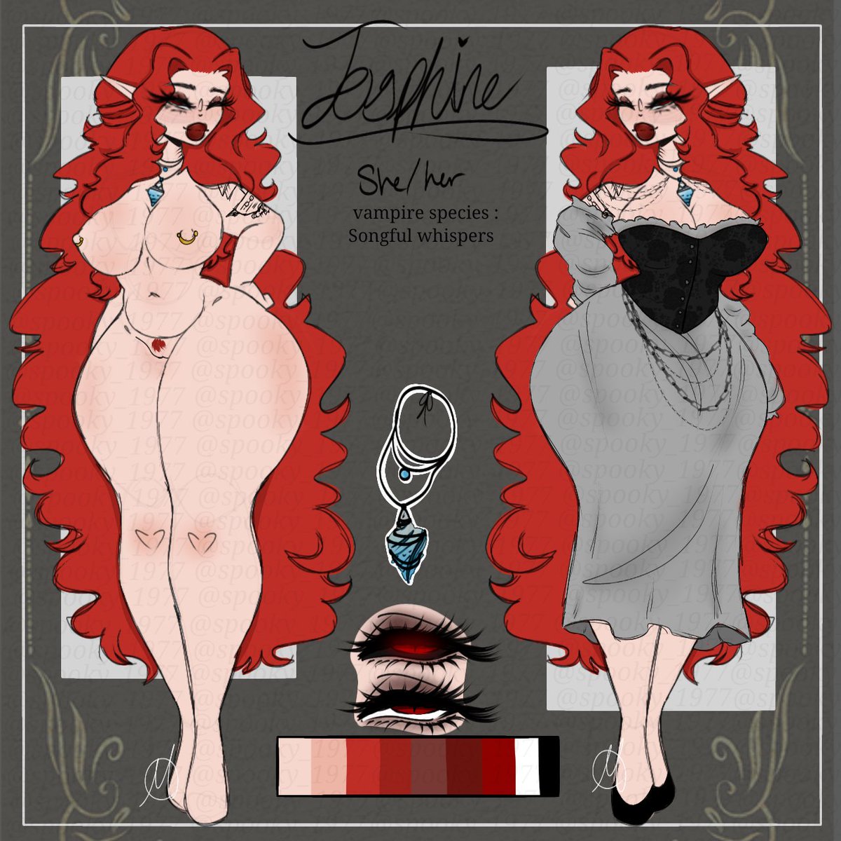 Meet josphine my new vampire gal 
She is a songful whispers vampire 
She love to sing and she live by the sea 
The songful whispers is a vampire species by <a href="/thegodlyone_/">🖤🕷Corspe🕷🖤</a>  

Art and design by me