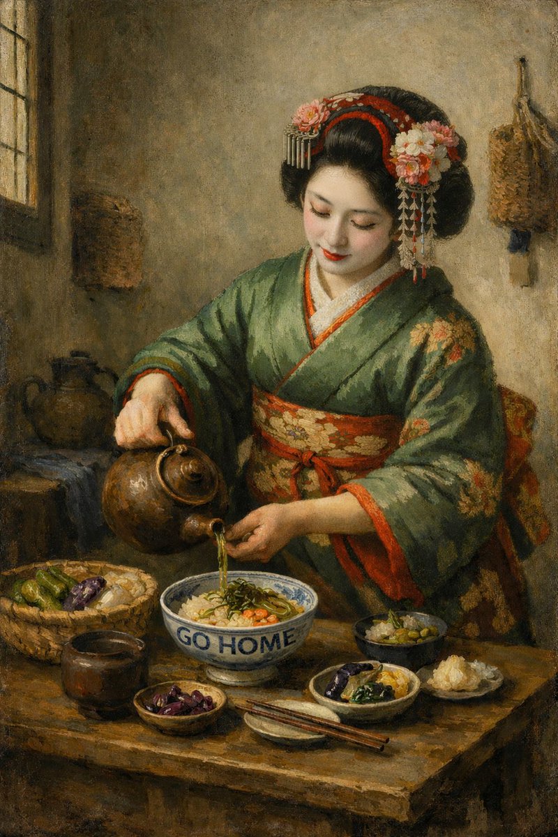 フェルメール画「ぶぶ漬けを注ぐ女」