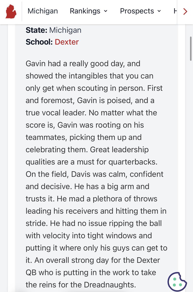 GavinDavis57071's tweet photo. Thank you @ScoutTyGraham for the kind words I really appreciate it! @LegacyLouAdams @ReggieWynns @ReggieWynns @CoachRSchwartz @MIexposure @QBHitList @AllenTrieu @MichFBFrenzy https://t.co/UiDRJVWYzY