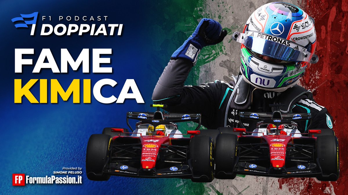 FormulaPassion's tweet photo. 🔵 F1 CINA: FERRARI, GIUSTO NON DARE ORDINI. ANTONELLI RE D'ITALIA

A Shanghai l'Italia scrive la sua storia in Formula 1 grazie a Kimi Antonelli: dopo la pole position più giovane di sempre, il pilota della Mercedes trionfa in gara a 20 anni esatti dall'ultima impresa di Fisichella a Sepang 2006. Una vittoria di forza, aiutata sì dai problemi di Russell in qualifica ma frutto di un ritmo devastante, che può rappresentare un importante sliding door per la sua stagione al vertice.

La Ferrari si conferma seconda forza, anche se il divario sul passo sembra aumentato rispetto alla prima in Australia. La notizia è però il primo podio in rosso di Hamilton, arrivato al termine di un duello infuocato e avvincente con Leclerc che ha tenuto incollati allo schermo e con il fiato sospeso tutti i tifosi del Cavallino.

Dietro il vuoto: le McLaren non partono a causa di due problemi tecnici differenti, Verstappen si ritira, Alonso che addirittura alza bandiera bianca per le vibrazioni insostenibili della power Honda.

Vi aspettiamo LUNEDI 16 MARZO IN DIRETTA SU YOUTUBE ALLE 21:30 per discutere di questo - e molto altro - come sempre con @PelusoF1, @Fred__18 e le sue telemetrie, @gianlucalva e @Salvuss 🕤⏰

🔵 Preparate le bandiere blu: i Doppiati stanno arrivando!

#F1 #F1Podcast #ChineseGP