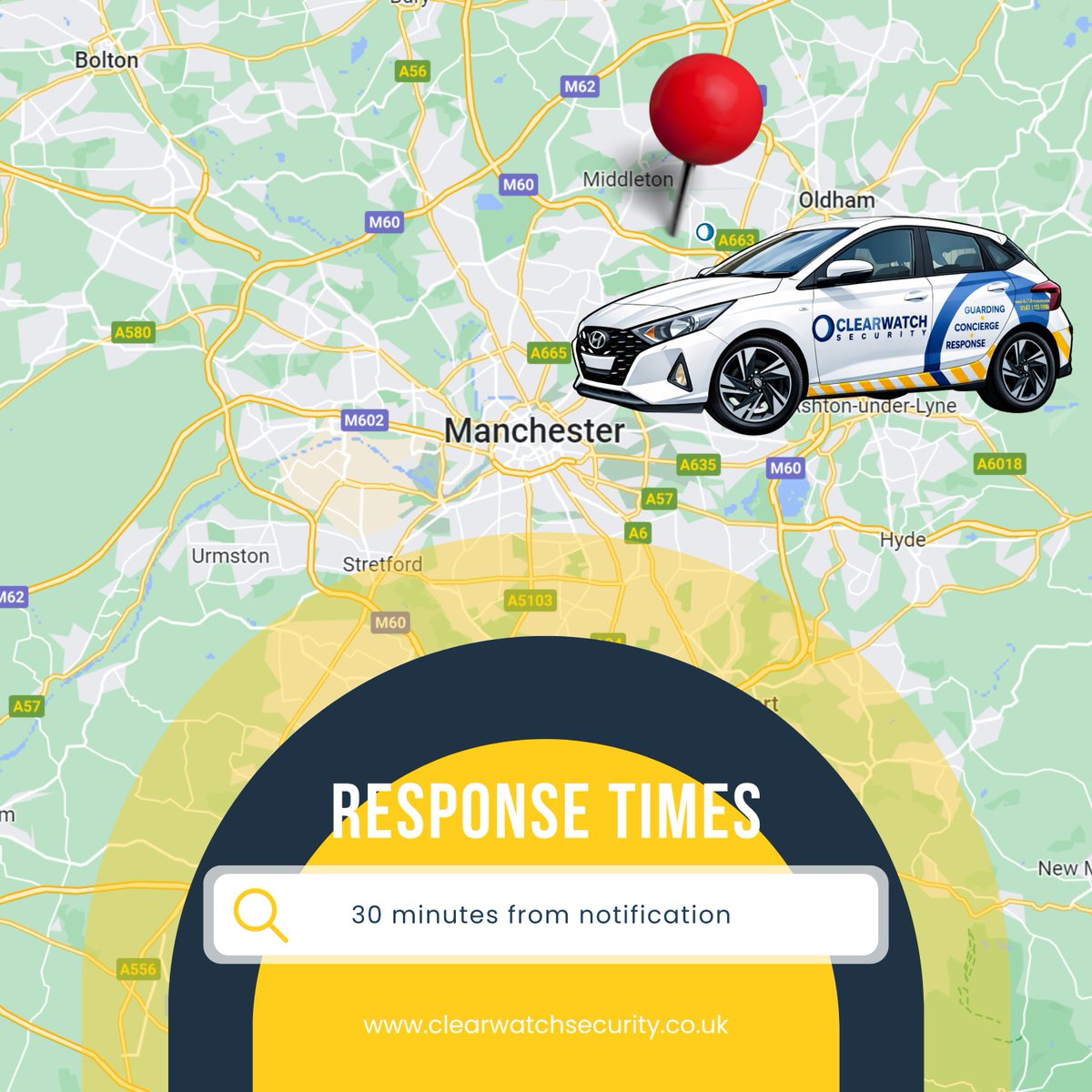 ClearWatch's tweet photo. When we say we attend #alarm activations within 30 minutes, we mean it.

It’s also why we don’t offer alarm response outside #GreaterManchester because timing matters when a site’s security is at risk.

Honesty in service delivery matters. There’s enough work for everyone. https://t.co/baWfKLxWRF