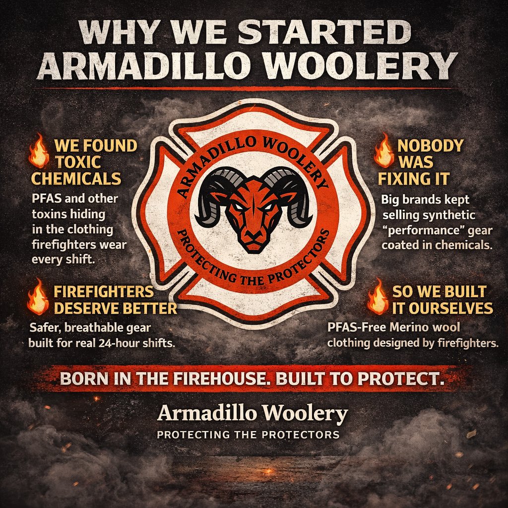 Firefighter cancer raised a question. Research revealed PFAS in everyday clothing. So we built Armadillo Woolery.