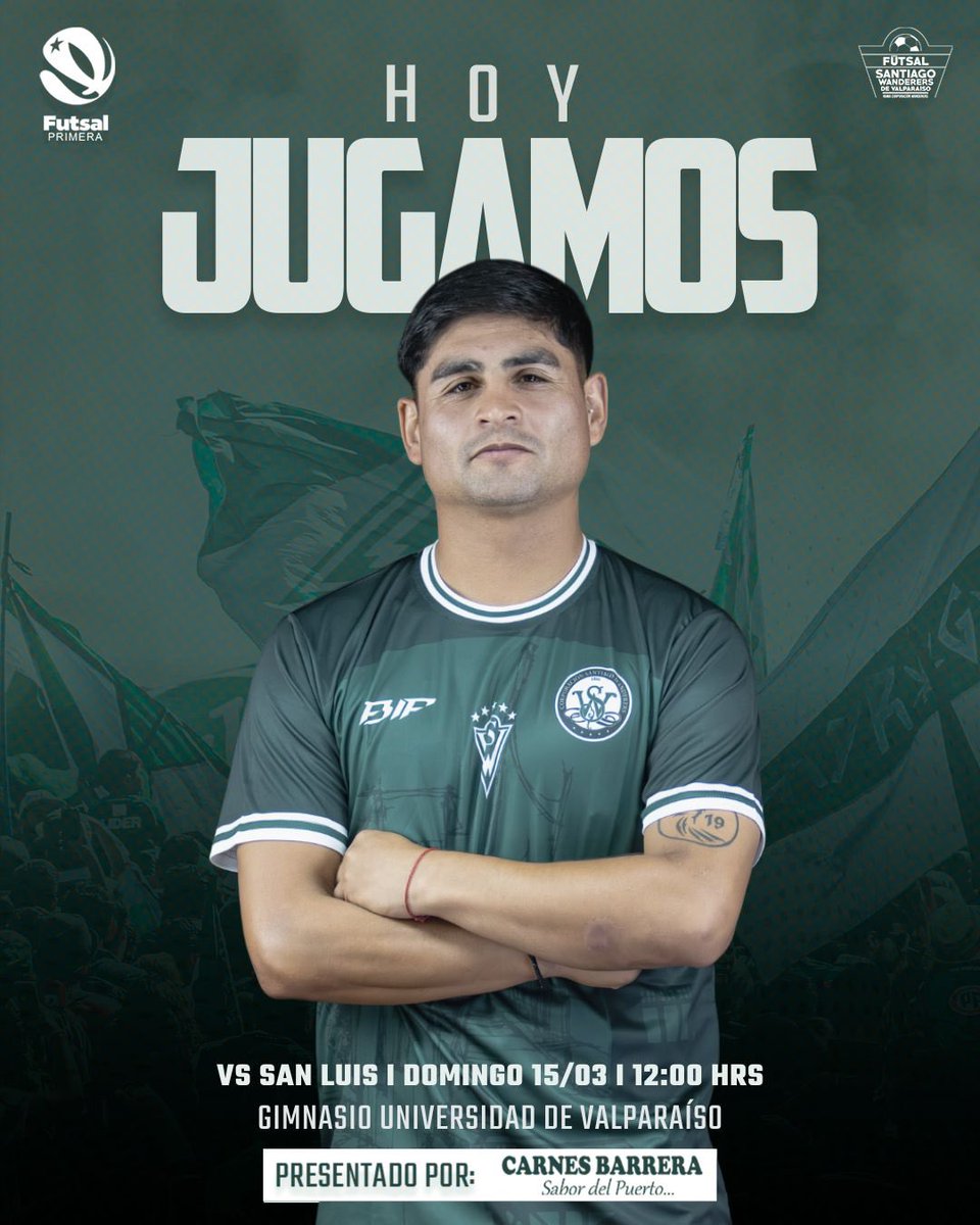 ¡CARNES BARRERA PRESENTA: HOY JUGAMOS!✅💪🏼💥

Hoy a las 12:00 horas recibiremos a San Luis de Quillota por la segunda fecha del Apertura 2026 en el Gimnasio de la Universidad de Valparaíso.

🎟️ Recuerda que puedes adquirir tu entrada la entrada del recinto.

¡Vamos Wanderers!💚