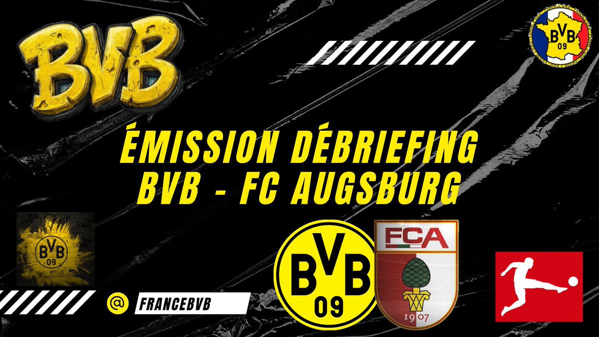 FranceBvb's tweet photo. 🎙️On se retrouve à 20h00 pour l’émission débriefing du match face au FC Augsburg !
On sera en direct sur X, Facebook et Twitch (dortmundfrance) avec Frank, Vincent et Kilian.
#BVB l #Bundesliga l #BVBFCA l #Twitch https://t.co/l5IkGBL0EO