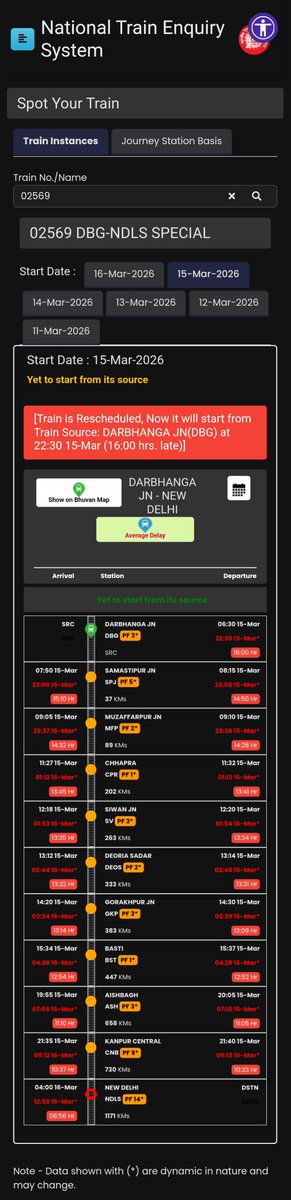 mineabhii's tweet photo. Extremely disappointed with @RailMinIndia regarding Train No. 02569 (DBG–NDLS Special).

I have a confirmed ticket (PNR: 6828437399) from Gorakhpur Jn to New Delhi for journey date 15-Mar-2026. The train has already been rescheduled multiple times — first 7 hrs, then 16 hrs. https://t.co/iPRebk1n4m