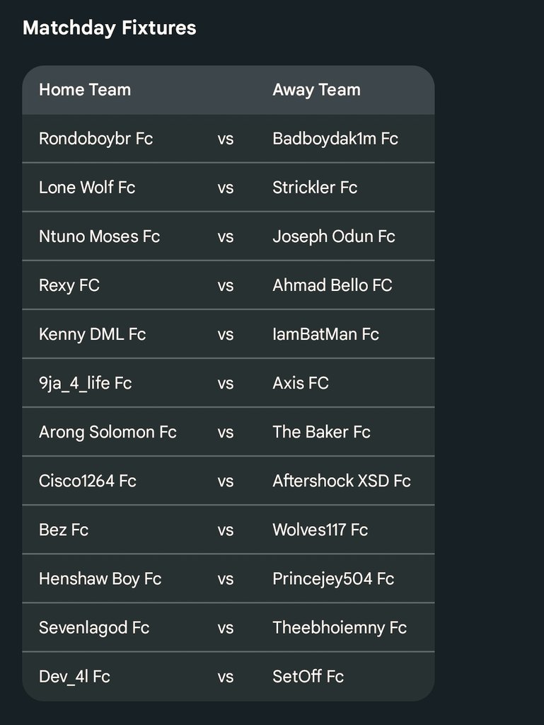 SUPER LEAGUE NIGERIA SEASON 2 WEEK 39 FIXTURES POWERED BY QUICKFIX 
DATE 📅: MONDAY, 16TH MARCH 2026
TIME: 6PM-12AM (W.A.T.)
SAME RULES APPLIES 
#EvangelioDelDía #UCatólica #Formula1 #fcmobile26 #fc26