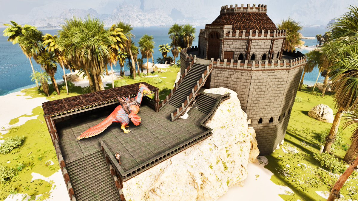 Troodon829's tweet photo. ありがとうテリジノ親方
トロオドンキャッスル完成🏰
本当は屋上にトロオ丼像(剥製)飾りたかったんだけどバグで採取できませんでした😭
前はMAP移動したら同じ個体から採取できたんだけどなぁ https://t.co/JNCaeKaCDh