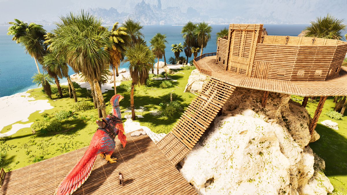 Troodon829's tweet photo. ありがとうテリジノ親方
トロオドンキャッスル完成🏰
本当は屋上にトロオ丼像(剥製)飾りたかったんだけどバグで採取できませんでした😭
前はMAP移動したら同じ個体から採取できたんだけどなぁ https://t.co/JNCaeKaCDh