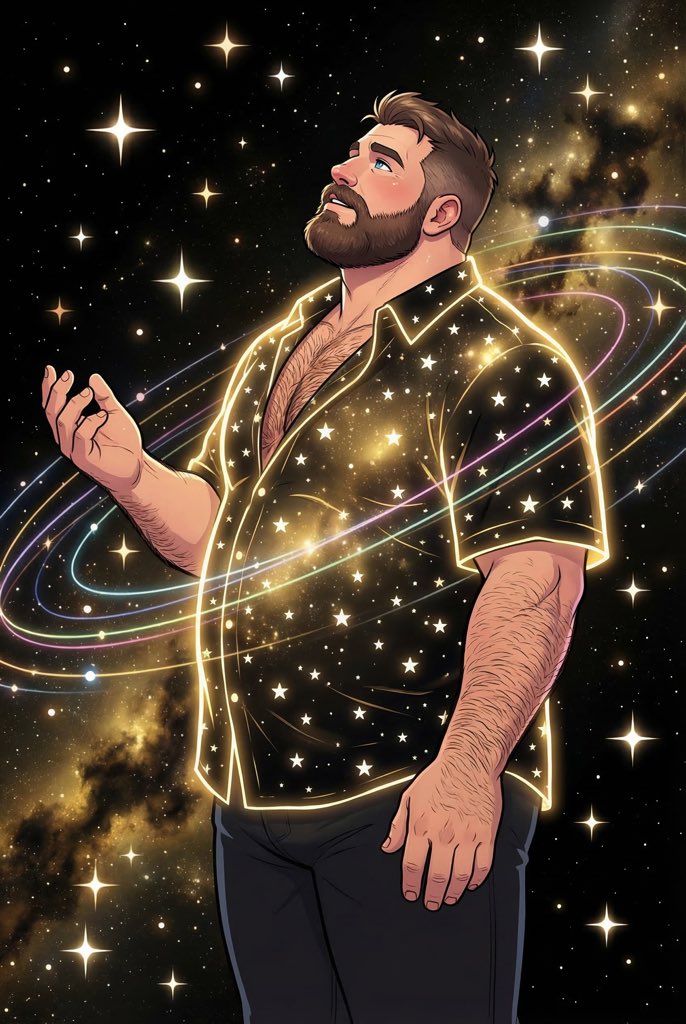 BakaAda98's tweet photo. Stardust looks good on him. 💫⭐️🐻
#AIart #Bara #BearArt #SpaceBear https://t.co/fF6UOQDhO5