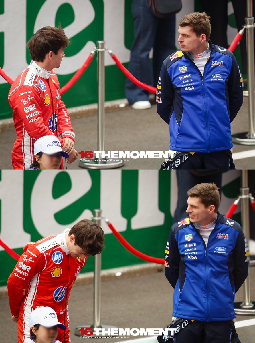 SCUDERIAFEMBOY's tweet photo. max and charles today during the anthem 😊💗

[📸: @16the__] https://t.co/7FntjIfxZC