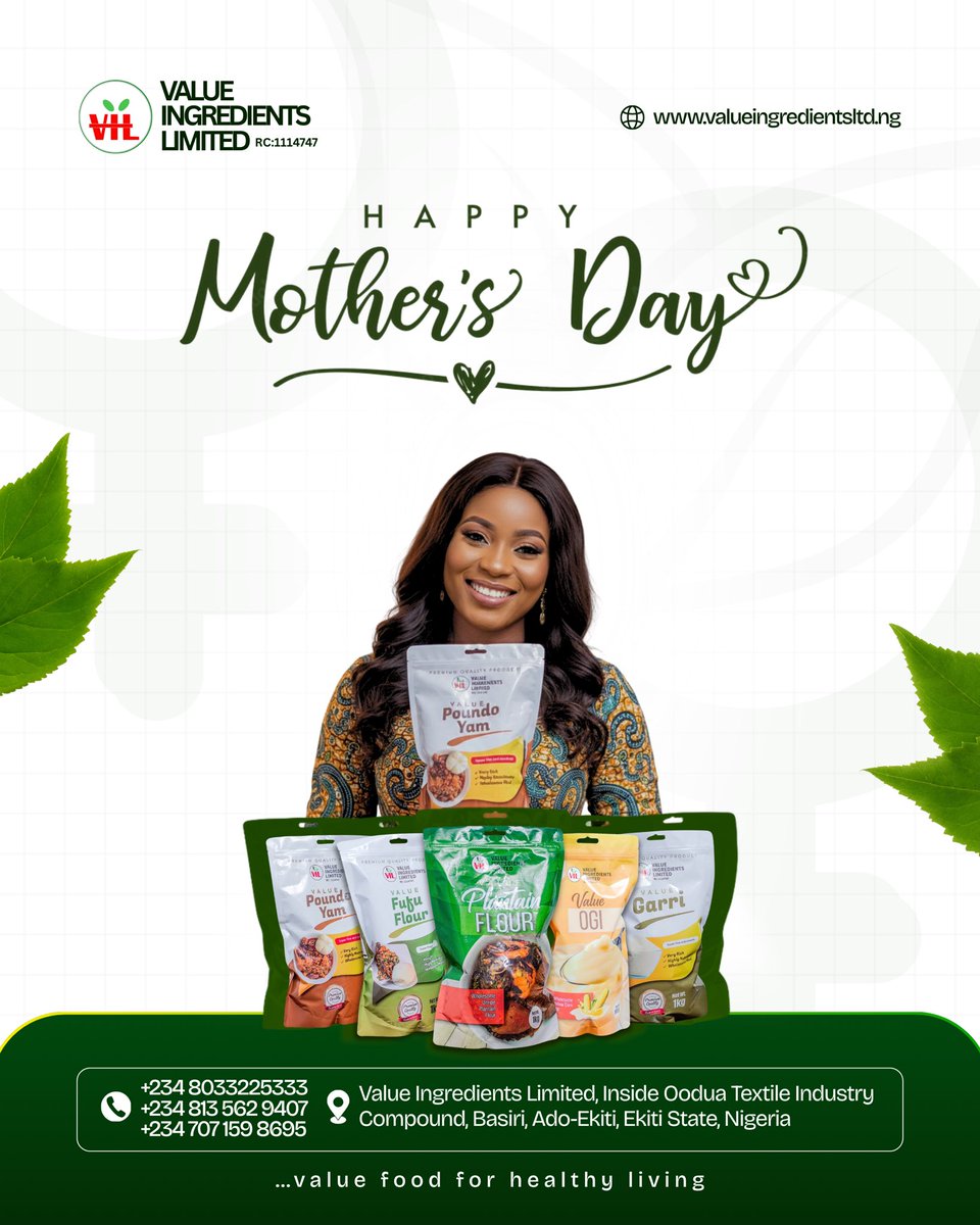 Value_I_Limited's tweet photo. Today, we celebrate the hands that nourish us and the hearts that guide us. Happy Mother's Day to all the incredible women keeping our traditions alive and our bellies full!

#ValueIngredientsLtd #MothersDay #HappyFamily https://t.co/CIcSvQP51U