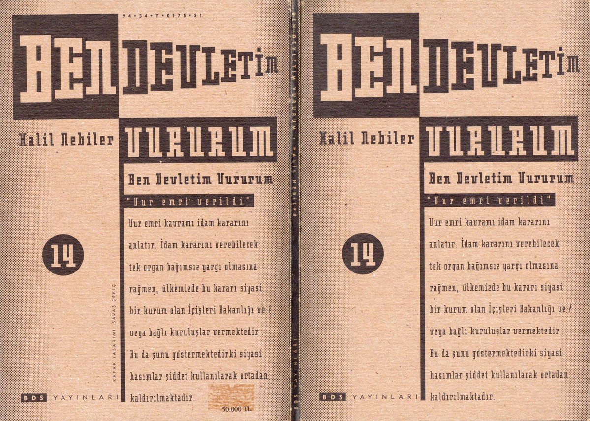 DHKutuphanesi2's tweet image. Halil Nebiler - Ben Devletim Vururum

BDS Yayınları, 1. Baskı, Kasım 1994, 64 s

Tıpkıçekim
PDF-CS
Boyut: 2,08 MB
disk.yandex.ru/i/FpWaS-vvhWKU…

#HalilNebiler #devlet #Yargısızİnfaz #hukuk #DevrimciMücadele #adalet #İnsanHakları #cinayet #MİT #CheGuevara #BDSYayınları