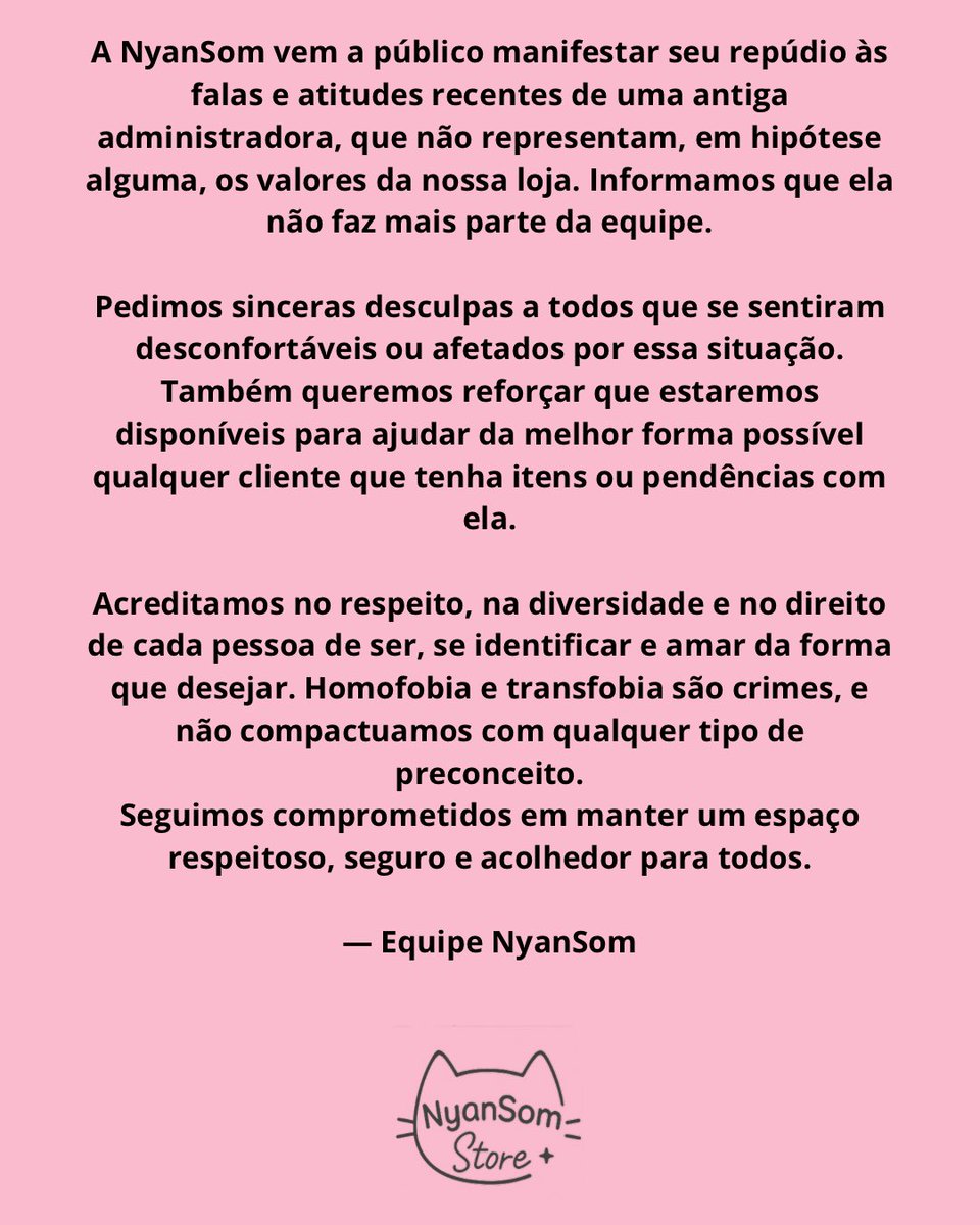 NyanSomStore's tweet photo. 🚨 Nota de Repúdio https://t.co/R3A0sfDi97