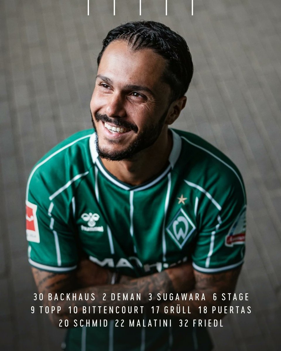 WerderUpdates's tweet photo. Hungrig auf den nächsten Heimsieg 🦁
Niklas #Stark und Senne #Lynen fallen verletzungsbedingt aus. Julian #Malatini und Leonardo #Bittencourt rücken in die Startelf.
Die Ersatzbank: Hein – Mbangula, Njinmah, Schmidt, Čović, Agu, Musah, Coulibaly, Schmetgens
#Werder | #SVWM05 https://t.co/H2rvckCgZJ