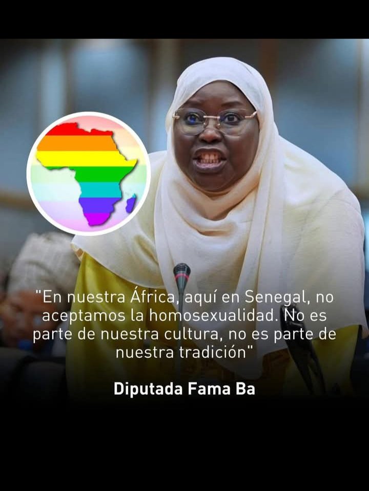 Amo que esta tipa con todo el fenotipo que fomentan los progres como el ideal para occidente: Mujer, negra, obesa y musulmana, sea la imagen de una ley que penaliza la homosexualidad. A ver si así se dan cuenta de su empatía suicida.