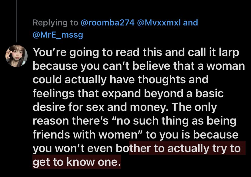 roomba274's tweet photo. @Mvxxmxl @MrE_mssg Please free yourself. This mindset of yours must be exhausting https://t.co/ltApAfV70u