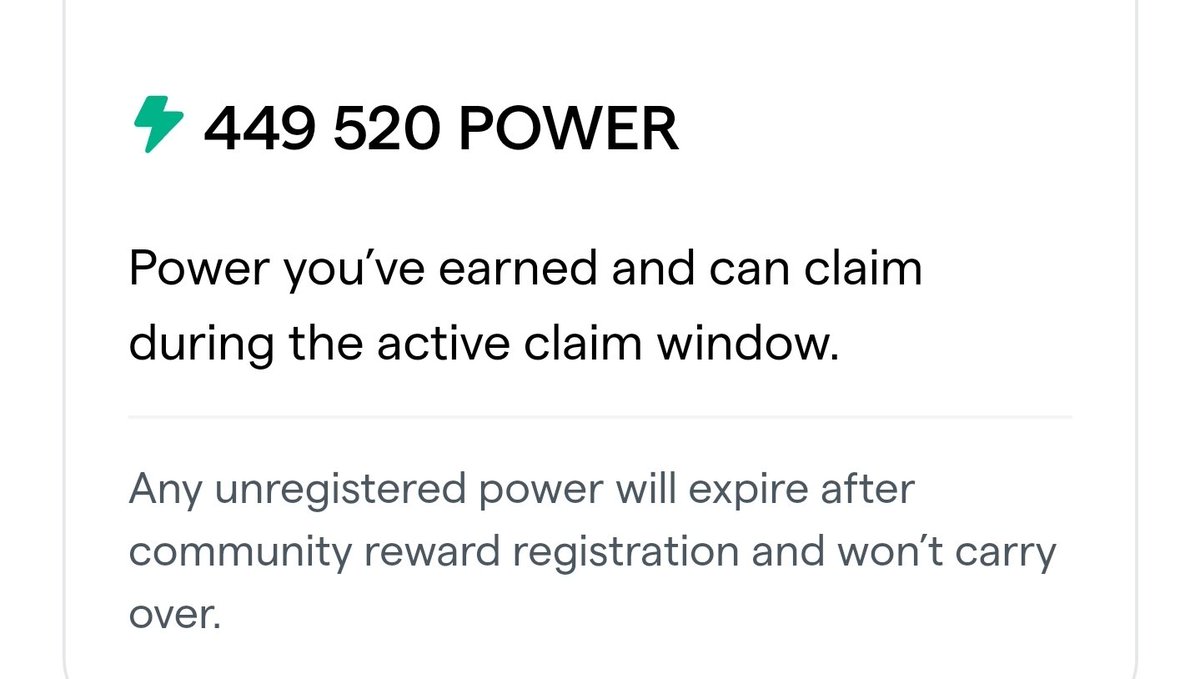 Any unregistered power will expire after community reward registration and won't carry over 📸

Ticker is $BILL