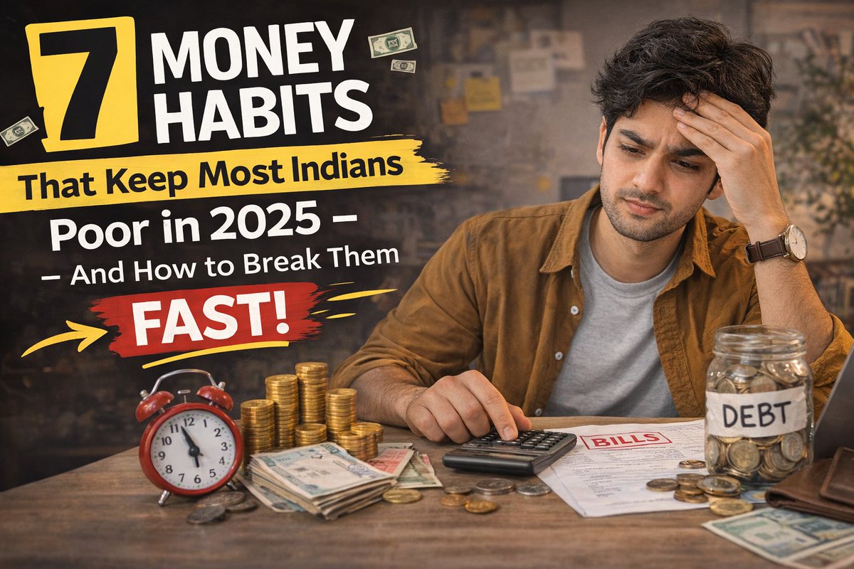 powerofcom58052's tweet image. 7 Money Habits That Keep Most Indians Poor in 2025 – And How to Break Them FAST!

You're earning well but still feel broke? It's not salary – it's these silent killers.
Thread 🧵👇 #MoneyHabits #FinancialFreedom #MiddleClassTrap"
Then continue as numbered replies:
1/ Not tracking