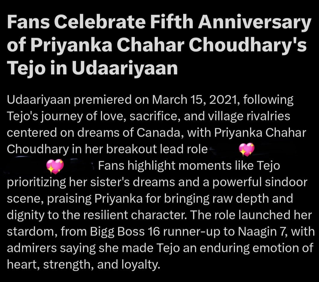 And even after 5 years our tejo is trending, that's the kinda love she has earned 🥹

5YRS OF TEJO LEGACY

#PriyankaChaharChoudhary
