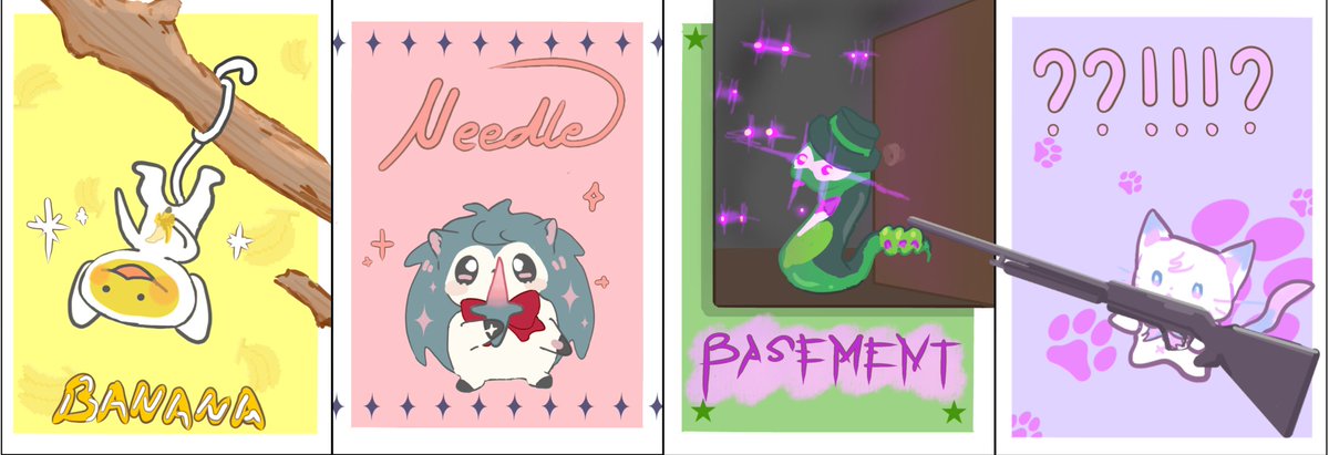 LinRiLL77's tweet photo. Weapons 🍌🪡👀🔫
(My stickers from yesterday's CSE)
#debonheir #doremin #zerpent #seinyan https://t.co/3NWMUWDi91