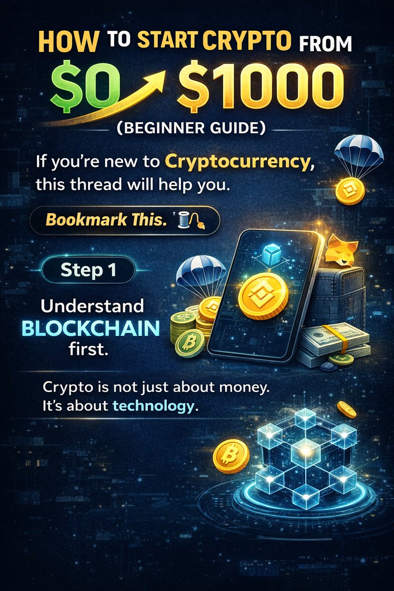 KarfiAbdul's tweet photo. How to start crypto from $0 to $1000 (Beginner Guide)
If you're new to Cryptocurrency, this thread will help you.
Bookmark this. 🧵👇 https://t.co/nMlnpzT1eC