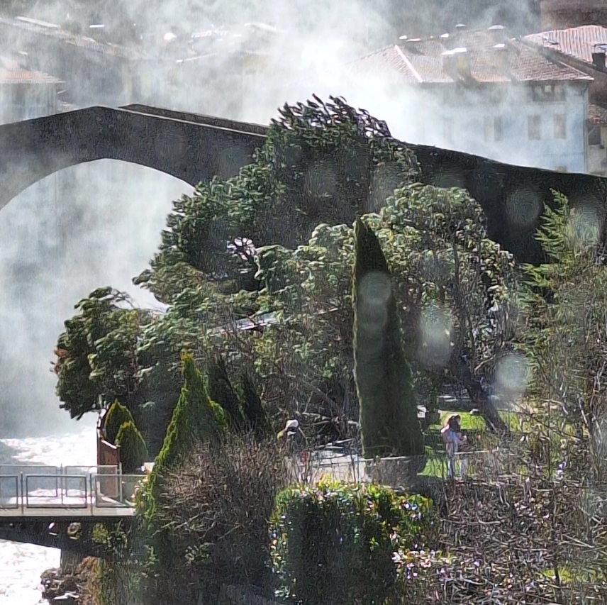Imatge del riu Ter a Camprodon i com el vent aixecava l'aigua i semblava fum.

Finalitzem aquí el seguiment de la potent tempesta de vent d'avui diumenge.

Imatge: Rosa Blanch