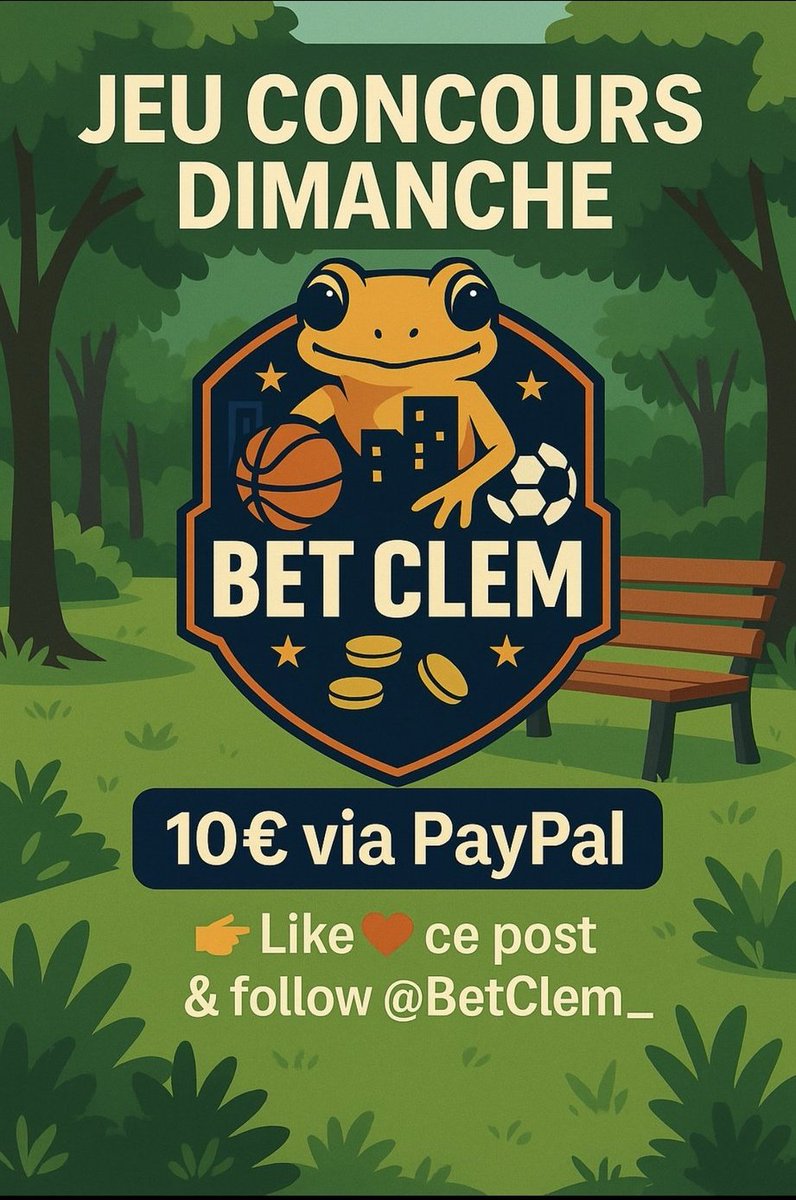 BetClem_'s tweet photo. 🎁 JEU CONCOURS DIMANCHE 🎉

10€ À REMPORTER EN PAYPAL 💸

POUR PARTICIPER 👇
👉 LIKE ♥️ CE POST
👉 FOLLOW @BetClem_

Tirage au sort demain à 17h00 ⏳
#TeamParieur https://t.co/kRnj4Rneqs