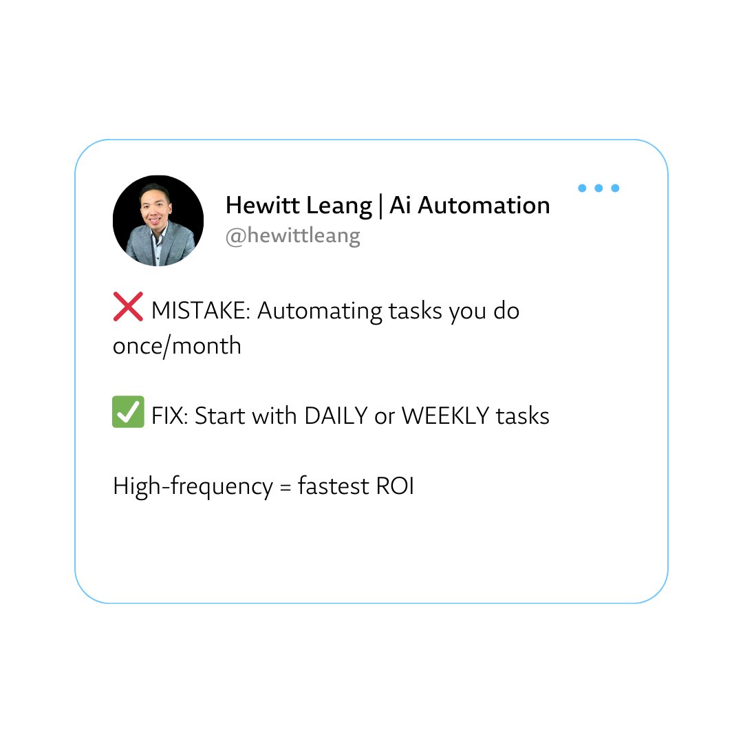 HewittLeang's tweet photo. Could automating your daily tasks boost your productivity more than you think?
#AutomationTips #ProductivityBoost #ROI https://t.co/tgTSJs9mB7